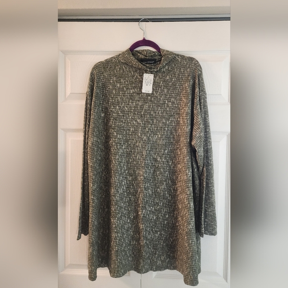 Ashley Stewart Green  Funnel Neck Sweater - Picture 1 of 5